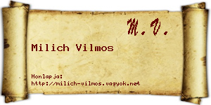 Milich Vilmos névjegykártya